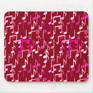 Musical Notes print - burgundy, multi Mouse Pad