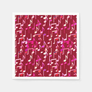 Musical Notes print - burgundy, multi Napkin