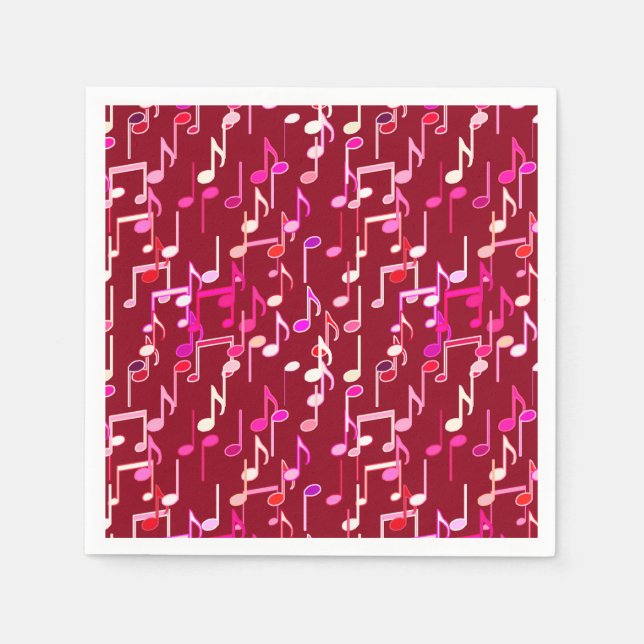 Musical Notes print - burgundy, multi Napkin (Front)