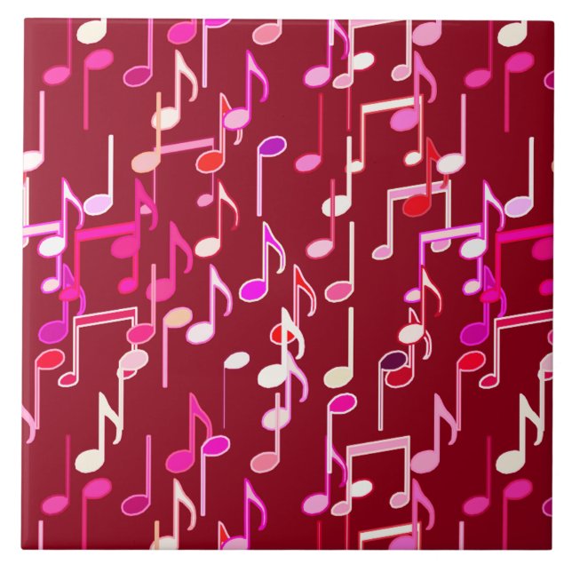 Musical Notes print - burgundy, multi Tile (Front)