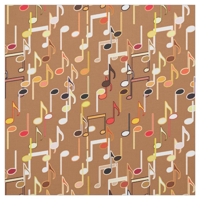Musical Notes print - Caramel Tan, Multi Fabric (Swatch)