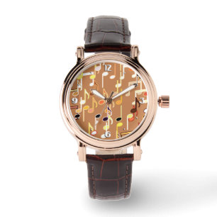 Musical Notes print - Caramel Tan, Multi Watch