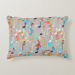 Musical Notes print - Medium Grey, Multi Decorative Cushion