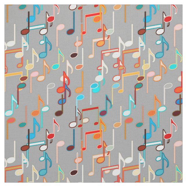 Musical Notes print - Medium Grey, Multi Fabric (Swatch)