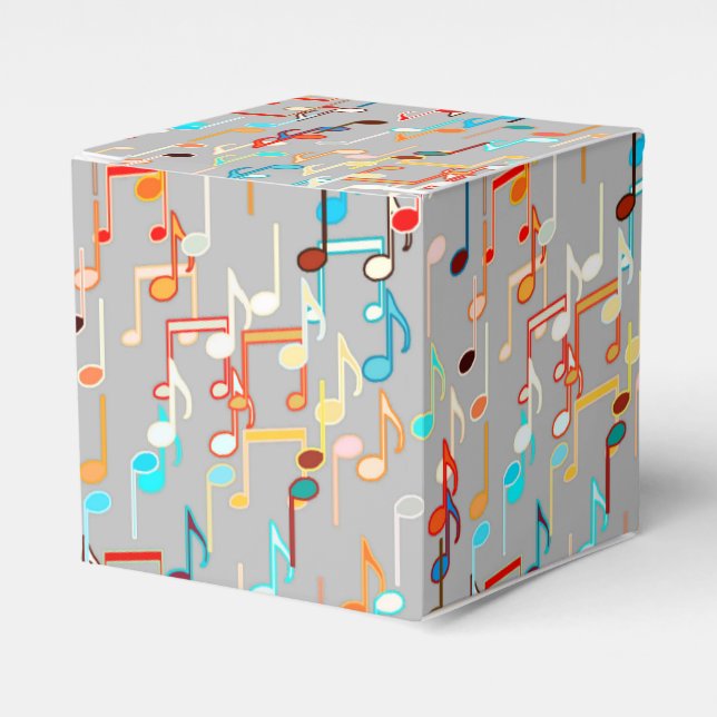 Musical Notes print - Medium Grey, Multi Favour Box (Front Side)