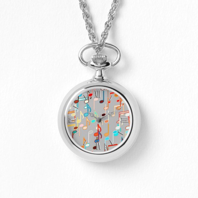 Musical Notes print - Medium Grey, Multi Watch (Front)