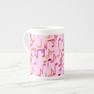 Musical Notes print - pink, multi Bone China Mug