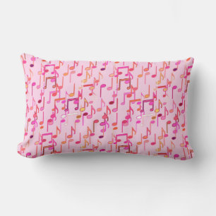 Musical Notes print - pink, multi Lumbar Cushion