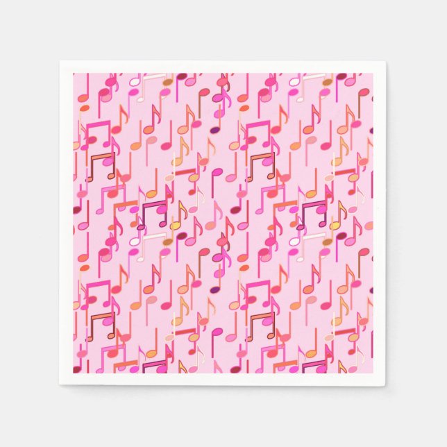 Musical Notes print - pink, multi Napkin (Front)
