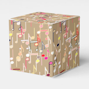 Musical Notes print - taupe tan, multi Favour Box
