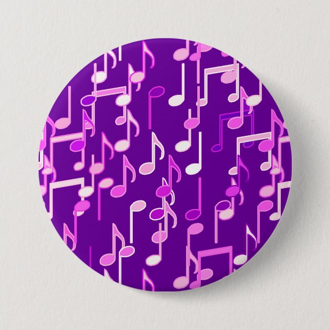 Musical Notes print - violet purple, multi 7.5 Cm Round Badge (Front)