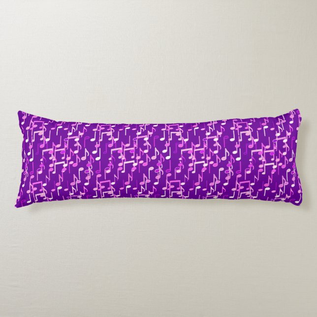 Musical Notes print - violet purple, multi Body Cushion (Front)