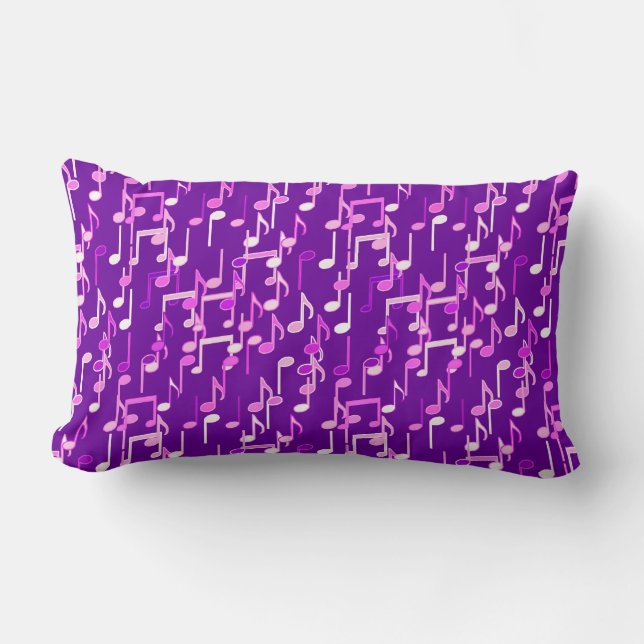 Musical Notes print - violet purple, multi Lumbar Cushion (Front)