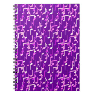 Musical Notes print - violet purple, multi Spiral Notebook