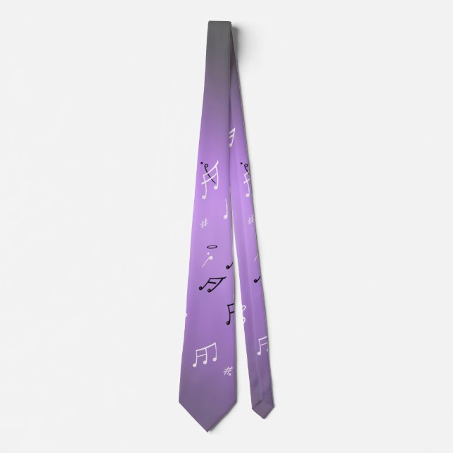 Musical Notes Purple glow  Neck Tie (Front)