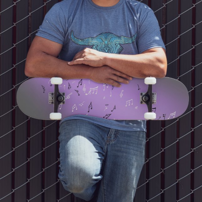 Musical Notes Purple Glow  Skateboard (Outdoor 3)