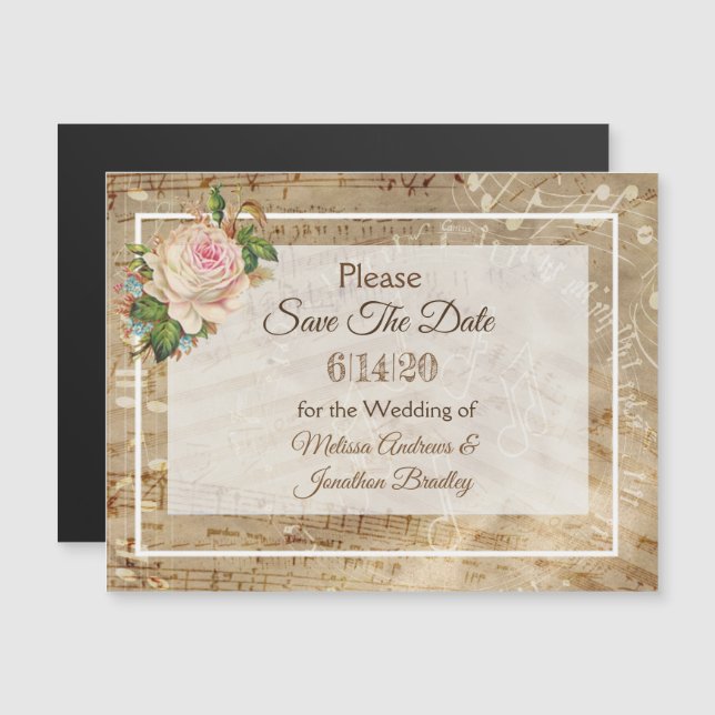 Musical Notes Save the Date Magnetic Card (Front/Back)