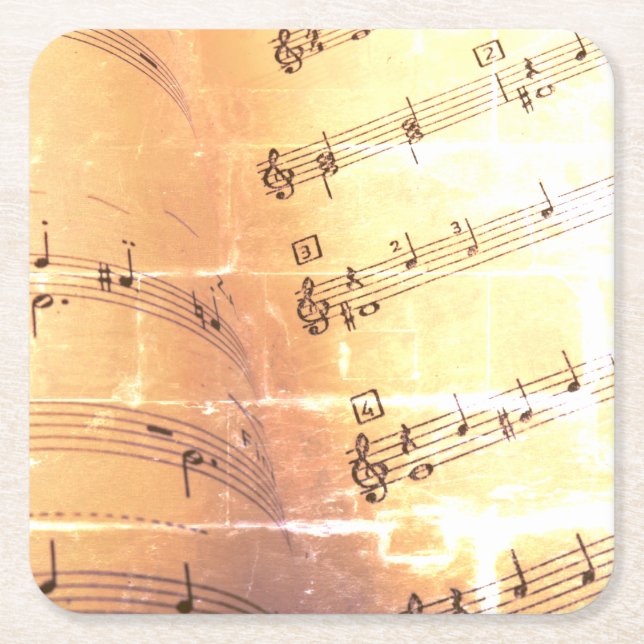 Musical Notes Square Paper Coaster (Front)