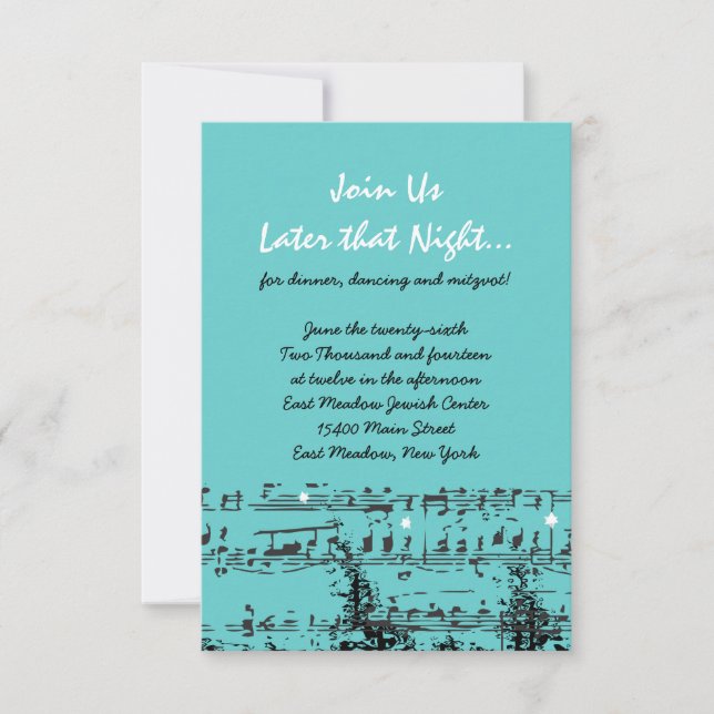 MUSICAL NOTES & STARS Bar Bat Mitzvah Invitation (Front)