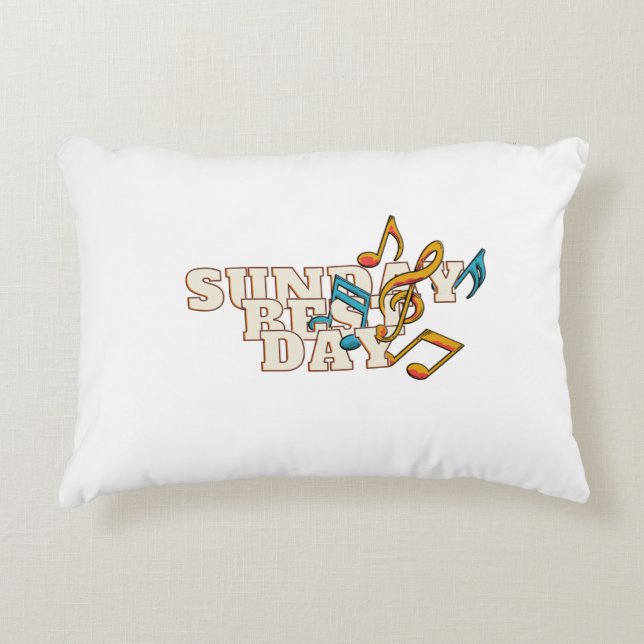 Musical Notes Sunday the Best Day Accent Pillow (Front)