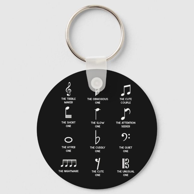 Musical Notes Symbol Definition Humour Key Ring (Front)