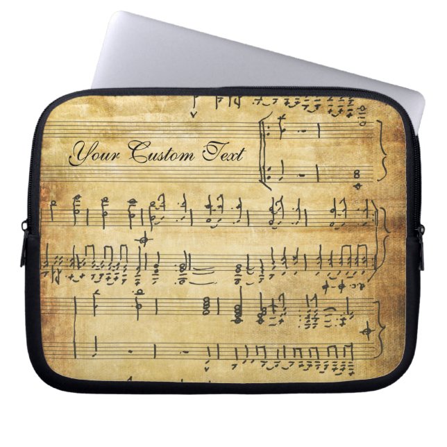 Musical Notes Vintage Grunge Parchment Laptop Sleeve (Front)