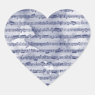 Musical notes watercolor heart sticker