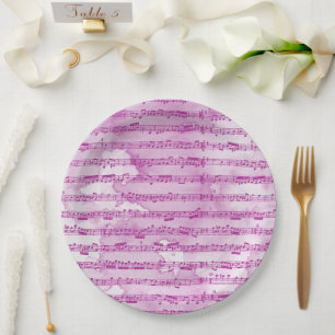 Musical notes watercolor paper plate
