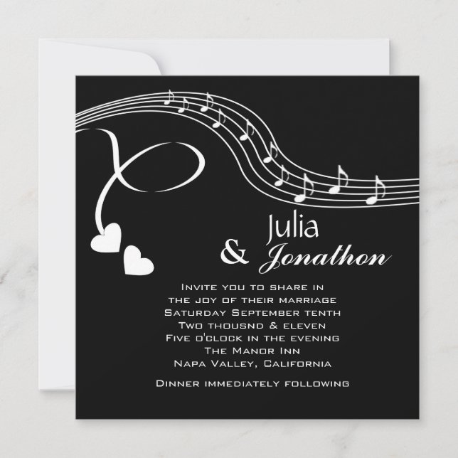 Musical Notes Wedding Invitation (Front)