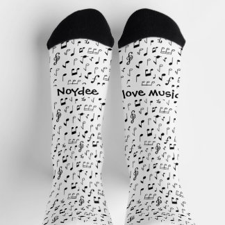 Musical notes, your text in black and white socks