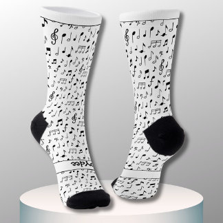 Musical notes, your text in black and white socks