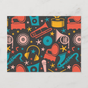 Musical Pattern - Instruments Postcard