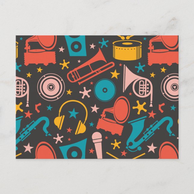 Musical Pattern - Instruments Postcard (Front)