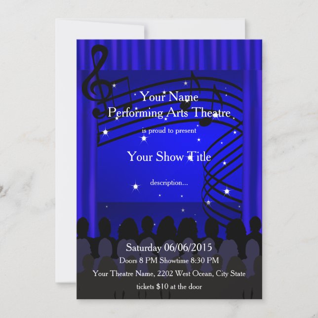 Musical Performing Arts Music Stage Show Invite (Front)
