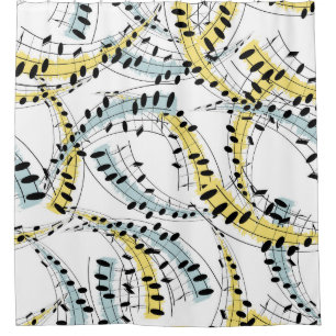 Musical Phrases: Cheerful White Background. Shower Curtain