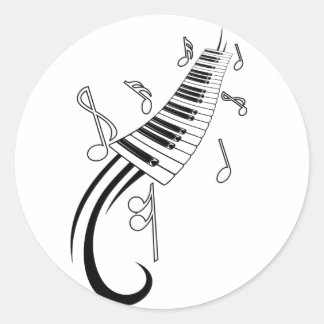 Musical Piano Classic Round Sticker