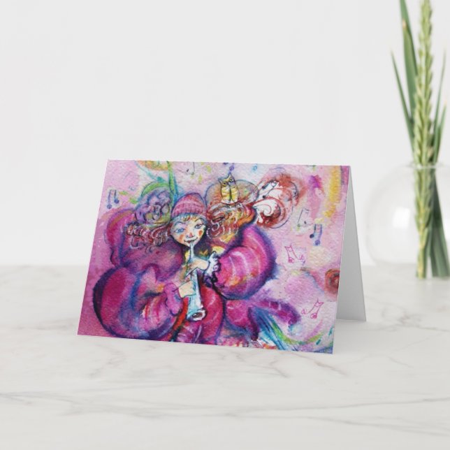 MUSICAL PINK CLOWN HOLIDAY CARD (Front)