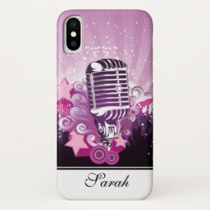 Musical Pink Pop Microphone Monogram Case-Mate iPhone Case