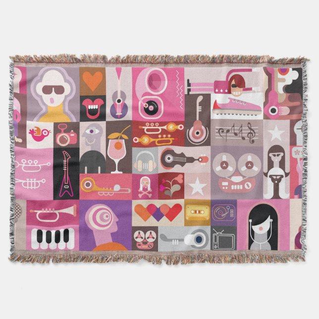 Musical pop art throw blanket (Front)