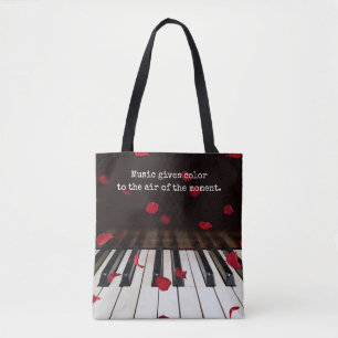 Musical Quote on Piano Keys Tote Bag