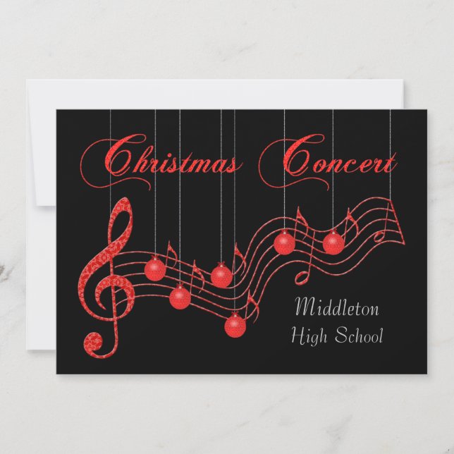 Musical Red Lace Christmas Concert Invitation (Front)