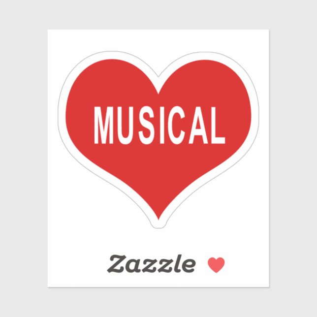 MUSICAL Red Love Heart Vinyl Sticker (Sheet)