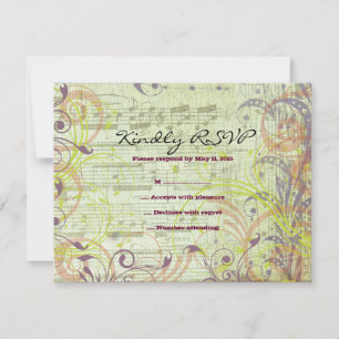 MUSICAL RED POPPY Bat Mitzvah Reply Card