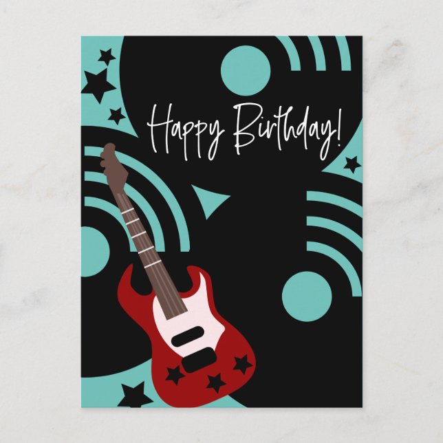 Musical Rock Star Electric Guitar Birthday Postcard (Front)