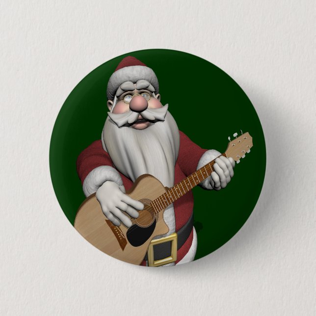 Musical Santa Claus Playing Christmas Songs 6 Cm Round Badge (Front)