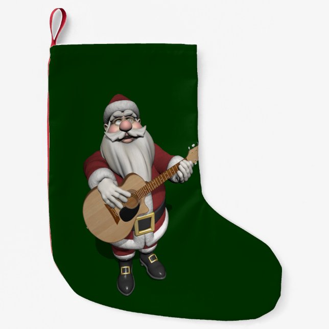 Musical Santa Claus Playing Christmas Songs Small Christmas Stocking (Front)