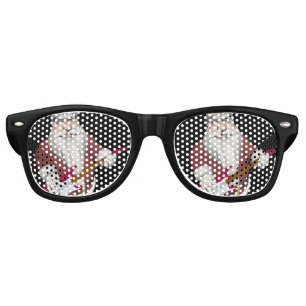 Musical Santa Claus With Red Electric Guitar Retro Sunglasses