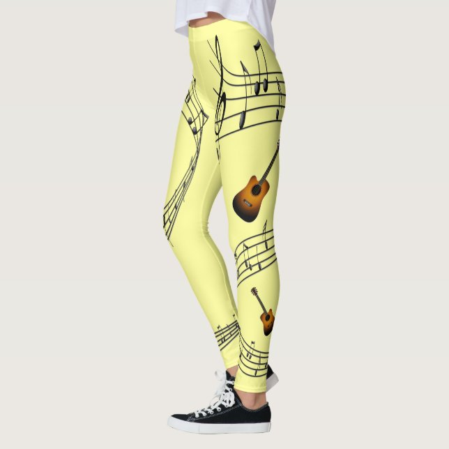 Musical Scale Swirl ~ Guitar ~ Musical Notes ~ * ~ Leggings (Left)