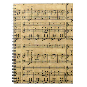 Musical Score Old Parchment Paper Design Spiral Notebook
