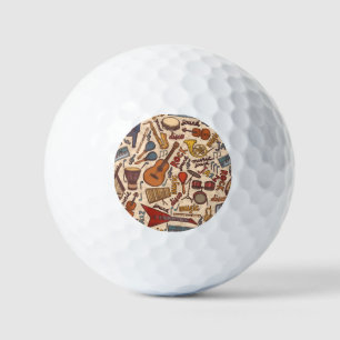 Musical Sketch: Colourful Vintage Seamless. Golf Balls
